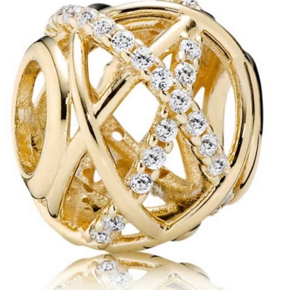 Pandora 14K yellow Gold Galaxy Openwork Charm with Clear Zirconia.